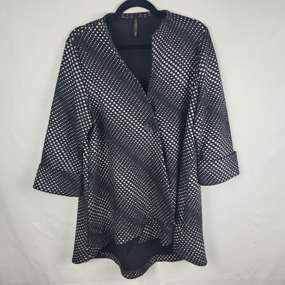 IC‎ by Connie K Art-to-wear Black & Silver 1 Button Jacket Size Medium
